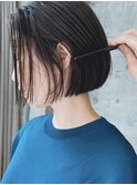 切りっぱなしボブ ワンレンボブ 前下りボブ 暗髪くすみブルー