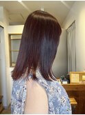 ブリーチ無しレッド透明感ミディアムこなれ20代吉祥寺