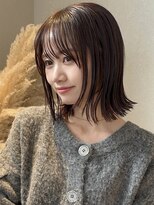 ノラギンザユー(NORA GINZA/U) 切りっぱなし長め外ハネボブ艶暗髪シースルーバング