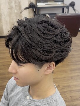 メルシー トータル ブランディング サロン(merci TOTAL BRANDING SALON) メンズフェザーパーマ　毛流れセンターパートツーブロック