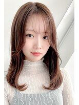 ココカラヘアー プラス(cococara‐hair plus) ひし形セミロング シースルー 天使の羽バング ミルクブラウン