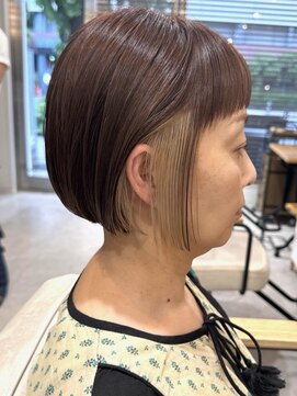グラッシー センター北店(GLASSI) 小顔ミニボブ★インナーカラー★ピンクベージュ×ミルクティー
