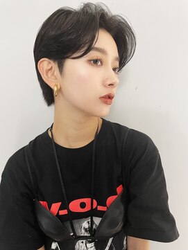 エトラ 渋谷店(etora) ★大人毛流れセンターパート韓国メンズライクアッシュブラック