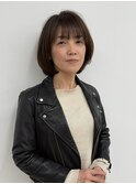 白髪ぼかしグレージュ 菱形ボブ