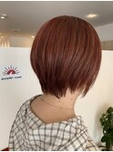 ショート　ハイライトカラー　ピンク　白髪ぼかし