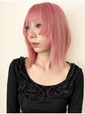 【モリオ松戸　石山】ハイトーンピンクダブルライン切りっぱなし