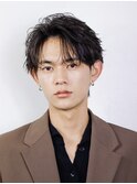 フェザーパーマセンターパートニュアンスパーマ韓国マッシュ黒髪