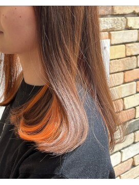 イブ ヘアーメイク(eve hair make) インナーカラー×オレンジ