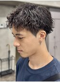 刈り上げアップバングスパイキーショートパーマスパイラルパーマ