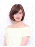ナチュラルボブスタイル前髪あり大人ノーブル小顔ショート