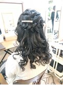 編み込みミディアムハーフアップアレンジ【ヘアアレンジ　立川】