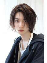 ネイビー(NAVY)&nbsp;レイヤーハイライトブリーチカラーワックスなしサラサラマッシュ