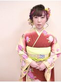編み込みたっぷりインパクトカラーな成人式ヘア！