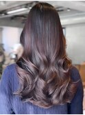 ウェーブパーマこなれミディ前髪レイヤー厚めバング