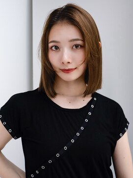 エインアンリー 表参道(AIN.ANLY.) ◯ワンレンボブルフ黒髪ネビージュ小顔ぱっつん前髪ウルフパーマ