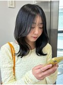 13708黒髪アッシュワインレッドくびれヘア韓国レイヤーボブ