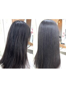 カラーやパーマで傷んだ髪に潤いを☆髪の芯から補修し、毛先までしっとりまとまる艶やかさ♪