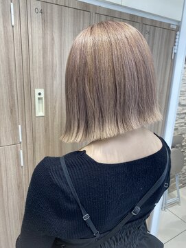 アッシュ 鶴ヶ峰1号店(Ash) ピンクベージュ×切りっぱなしボブ【鶴ヶ峰/相鉄線/横浜】