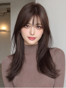 モモ(momo) 前髪カットロング韓国ヘア顔周りレイヤー小顔_m0003