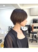 大人可愛い20代30代40代前下がりショートボブ/ハンサムショート