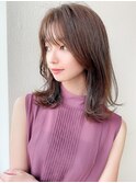 大人ミディアムヘア＊マロンベージュ韓国ヨシンモリ前髪カット