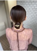 タイトアレンジ　タイトシニヨン　シニヨン　タイトヘア　金箔