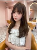  ベージュ/韓国ヘア/渋谷/レイヤー/顔まわり/前髪