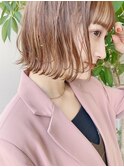 ウェットヘア/オリーブベージュ/前髪/顔周り/ボブ/ブリーチ/横浜