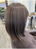 ラベンダーアッシュハイライト☆外はねレイヤーボブ