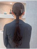 編み込みローポニーアレンジ