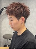 スパイキーショート/刈り上げ//レッドブラウン