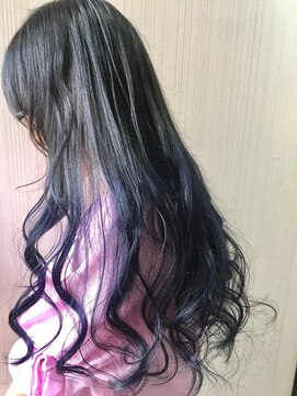 トムキャット(TOM CAT) ダブルカラー ブリーチグラデーション グレーとネイビーパープル