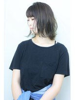 サンクレポ&nbsp;【CINQ REPO】ネイビーカラー×ハイライト 外ハネボブ 佐藤拓哉