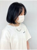 ワンカールボブ☆ブルーブラック 10代20代 ツヤ髪 薄め前髪