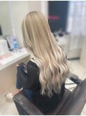 ベージュ×ホワイト#ハイライト#ミディアムから#エクステ80枚