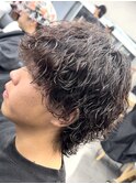 渋谷メンズミディアムパーママッシュウルフカットシャドウパーマ