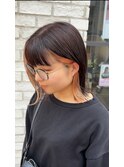 伸ばし中ボブ×オレンジインナーカラー/ヘルシースタイル