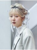 おくれ毛ハイトーンダブルカラーブリーチブロンド_F0072