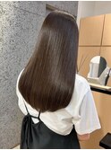 サラツヤロングベージュカラーブリーチしない透明感カラー