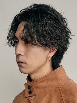 フィフス(fifth) 原宿シャドウパーマメンズカットセンターパート刈り上げなし