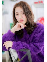 ミック ヘアアンドメイク アップ 駒込店(miq Hair&Make up)&nbsp;センターパートｘベージュピンク抜け感かきあげバングc1