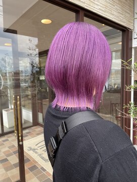 アースコアフュールボーテ 新潟中野山店 (EARTH coiffure beaute) ラベンダーピンクダブルカラーケアブリーチ外ハネボブ