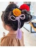 〈guri〉七五三☆3歳☆編み込み和風キッズヘアセット☆