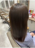 オレンジダークブラウン ナチュラルストレート 髪質改善