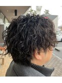 センターパートウルフ×ツイストスパイラル