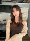 ベージュカラー くびれロング シースルーバング