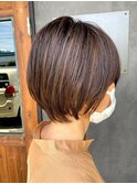 骨格矯正ショートで小顔に/ マロンブラウン/マニッシュボブ/30代