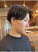 仙台ニュアンスパーマセンターパートカルマパーマ毛流れ緩め30代