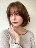 ふんわりショートボブ/内巻き/ミルクティーベージュ/小顔p志木