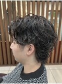 冬メンズパーママッシュウルフカット×サーフカール
